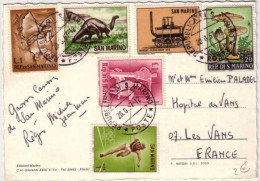 SAINT MARIN - CARTE POSTALE (AFFRANCHISSEMENT PHILATELIQUE) De 1967 Pour LES VANS (ARDECHE) - Covers & Documents