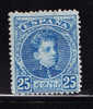 T)1901,SPAIN,EDI 248,USED,ALFONSO XIII,25c BLUE,CONTROL NUMBER ON BACK.- - Used Stamps