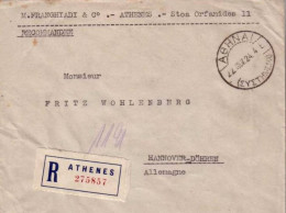 GRECE - 1924 - LETTRE RECOMMANDEE De ATHENES Pour HANNOVER (ALLEMAGNE) - Lettres & Documents