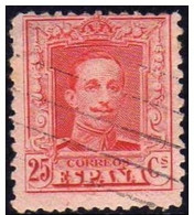 España 1922-30 Edifil 317 Sello º Rey Alfonso XIII 25c Tipo Vaquer Nº Control Al Dorso Michel 289AIa Yvert 279A Spain - Used Stamps