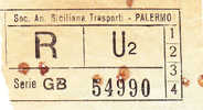 PALERMO  1950 / 60  - BIGLIETTO PER AUTOBUS -   R   Serie  " GB " - Europa