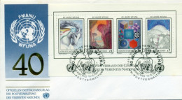 United Nations Vienna 1986 FDC  40th Anniversdary Of WFUNA Paintings  Minisheet - FDC
