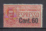 3RG1086 - REGNO 1922, Espressi : 60/50 Cent N. 6  * - Eilsendung (Eilpost)