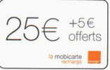 # Mobicarte MBC185C - 25 EUROS + 5 Euros Offerts En Noir Sans Cadre, Code Et Numero Laser, 10/01 Au 06/03 - Mobicartes