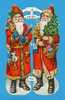 SANTA CLAUS, PERE NOEL, DIE CUT SCRAP, DECOUPIS ANCIENS, EMBOSSED FINE LITHO, PAIR CA 10X16CM, MARK PZB, CA 1920 - Kerstmotief