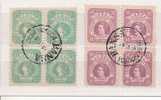 DRESDEN - 1886/7 HEADS 1-1/2pf (WOMAN) & 10pf (MAN) BLOCKS OF 4 WITH CENTRAL HANSA CANCEL - Postes Privées & Locales