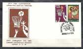 GREECE ENVELOPE (B 0036)  29th FIBA CONVENTION (INTERNATIONAL BASKET BALL FEDERATION)   -  ATHENS   5.6.1984 - Postal Logo & Postmarks