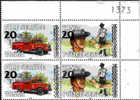 TONGA 1997 Fireman Police Dog Truck OVPT:new Value .se-tenant 4-BLOCK Number (our Choise Of Number)  [Aufdruck,opdruck§ - Tonga (1970-...)