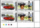 TONGA 1997 Fireman Police Dog Truck OVPT:new Value .se-tenant 4-BLOCK TRAFFIC LIGHT - Vrachtwagens