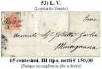 L.V.-SP-0053 - Piego Con 15 Centesimi, Sassone N.20 (Stampa Incompleta), Da Badia - Lombardo-Vénétie