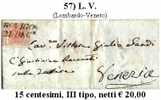 L.V.-SP-0057 - Piego Con 15 Centesimi, Sassone N.20, Da  Rovigo - Lombardije-Venetië