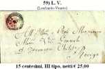 L.V.-SP-0059 - Piego Con 15 Centesimi, Sassone N.6 (carta Sottile), Da Adria - Lombardo-Vénétie