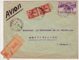 TUNISIE - 1945 - LETTRE RECOMMANDEE PAR AVION De TUNIS COLIS POSTAUX  Pour MONTPELLIER (HERAULT) - Briefe U. Dokumente