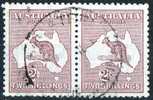 Australia 1923 2 Shillings Maroon Kangaroo 3rd Watermark (Wmk 10) Used Pair - Actual Stamps - SG74 - Gebraucht