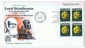 1970  Lord Strathcona   Sc 531   Cole Cover Plate Block Unaddressed FDC - 1961-1970