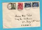 SUEDE      Lettre De 1954    Pour La France   Y. Et T.  N° 378 (x2) + 379 + 380 - Brieven En Documenten