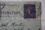 Entier Postaux PNEUMATIQUE Semeuse 305 Type IV De Neuilly Sur Seine Pour Bois Colombes 1916 Cote 30 Euros Remise Gratuit - Pneumatiques