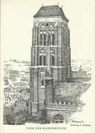 AK Danzig Gdansk Marienkirche Turm Künstler Goldberg Jugendhilfe 1952 #2236 - Danzig