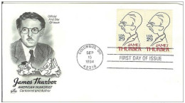 USA United States 1994 FDC James Thurber Writer Cartoonist Author - 1991-2000