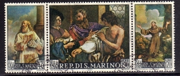 REPUBBLICA DI SAN MARINO 1967 DIPINTI DEL GUERCINO PAINTINGS TRITTICO SERIE COMPLETA COMPLETE SET USATA USED OBLITERE' - Oblitérés