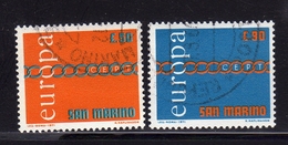 REPUBBLICA DI SAN MARINO 1971 EUROPA CEPT SERIE COMPLETA COMPLETE SET USATA USED OBLITERE' - Oblitérés