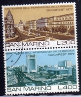 REPUBBLICA DI SAN MARINO 1977 BUCAREST 1877 1977 BLOCCO BLOCK SERIE COMPLETA COMPLETE SET USATA USED OBLITERE' - Oblitérés