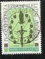 CITTA' DEL VATICANO VATIKAN VATICAN 1992 EPISCOPATO LATINO-AMERICANO LATIN-AMERICAN EPISCOPATE LIRE 700 USATO USED OBLIT - Oblitérés