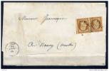 Lettre Paire N°9 Bistre Brun Foncé Luxe Paris à Nancy Cote Dallay 4600€. Rare Et Signée Roumet - 1852 Louis-Napoléon
