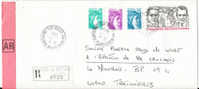 1982-24-2 Lettre Recom R1+AR Tarif 1/9/81 2e éch Yv AV55+1967+1969+2123 Sabine Gandon Monthoir-de-Bretagne Loire Atlanti - Posttarife