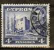 CYPRUS 1938 King George VI Kolossi Castle - 4pi. - Blue  FU - Cyprus (...-1960)