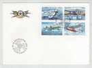 Iceland FDC 9-10-1993 Mailing Aeroplanes Complete Set Of 4 In A Block - FDC