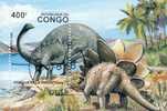 #Congo Brazzaville 1993. Prehistoric Animals. Michel Block 124. Cancelled(o) - Gebraucht