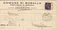 BUSALLA  / CAMPOFELICE  - Piego   - Ovale " POSTE Comune Di Busalla "  18.09.1945 - Imperiale Seza Fasci Lire 1 Isolato - Marcofilie