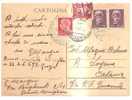 51435)cartolina Postale Da Genova A Catania Del 1-8-1945 Con 2£+ 2x50 Turrita + 20c Imperiale + Annullo - Marcofilía