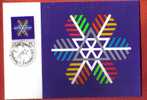 K609 JO Sarajewo 1984,Coloured Snow Crystal.Carte-Maximum-Card Vaduz FDC 1984 - Hiver 1984: Sarajevo