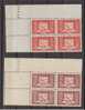 MONACO, AIRPOST 1946 VF MNH BLOCKS OF 4 - Luchtpost