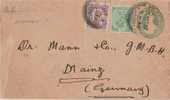 Br India King George V, Postal Stationery Envelope, Golden Temple Postmark, Sent To Germany, Used India - 1911-35 King George V