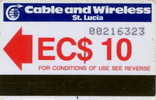 # SAINT_LUCIA 1 Cable & Wireless $10 C&w   Etat Moyen - St. Lucia