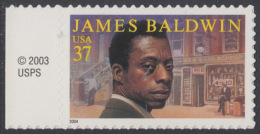 !a! USA Sc# 3871 MNH SINGLE W/ Left Margin & Copyright Symbol - James Baldwin - Nuevos