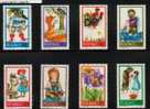 POLAND 1968 FAIRY TALES SET OF 8 NHM Children Stories Fables Fox Wolf Cat Red Ridding Hood Paintings Art - Ungebraucht
