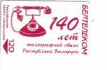 Belarus - Beltelecom Used Chip Phonecard - 120 Units - Red Old Telephone 140 Years Telegraph Connection - Bielorussia