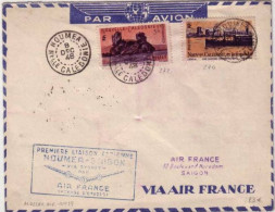 NOUVELLE CALEDONIE - 1948 - Yvert N°270+272 Sur LETTRE De NOUMEA Pour SAIGON (INDOCHINE) Par AIR FRANCE - Brieven En Documenten
