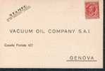 1929 CARTOLINA VACUUM OIL COMPANY S.A.I. GENOVA - Publicity