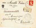 UDINE (Villa Santina)  /  TRIESTE  -  Lettera Racc. 24.7.1944 - " CAV. ARNALDO VENIER " - Lire 1,75 Isolato - Poststempel