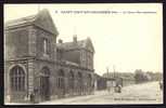 CPA  ANCIENNE- FRANCE- ST-JUST-EN-CHAUSSÉE (60)- LA GARE COTÉ EXTERIEUR EN TRES GROS PLAN- ANIMATION - Saint Just En Chaussee