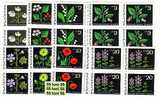 BULGARIA / Bulgarie 1969 FLOWERS - MEDICINAL 8v.-MNH   Block Of Four - Ungebraucht