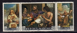 REPUBBLICA DI SAN MARINO 1967 DIPINTI DEL GUERCINO TRITTICO SERIE COMPLETA COMPLETA MNH - Neufs