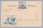 Privatpost Stuttgart 1893-11-13 Ganzsache Mit Suchard-Werbung - Postes Privées & Locales