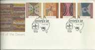 AUSTRALIA FDC ART OF THE DESERT ABORIGINAL SET OF 4 STAMPS DATED 01-08-1988 CTO SG? READ DESCRIPTION !! - Brieven En Documenten