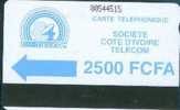 # IVORY_COAST 4 FCFA CI - Telcom 2500 Autelca   Tres Bon Etat - Côte D'Ivoire